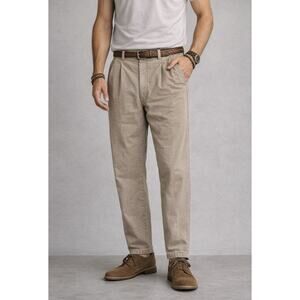 Vintage WPM Men’s Pleated Pants 38x30 Beige Tan Tapered Casual Trousers USA Made